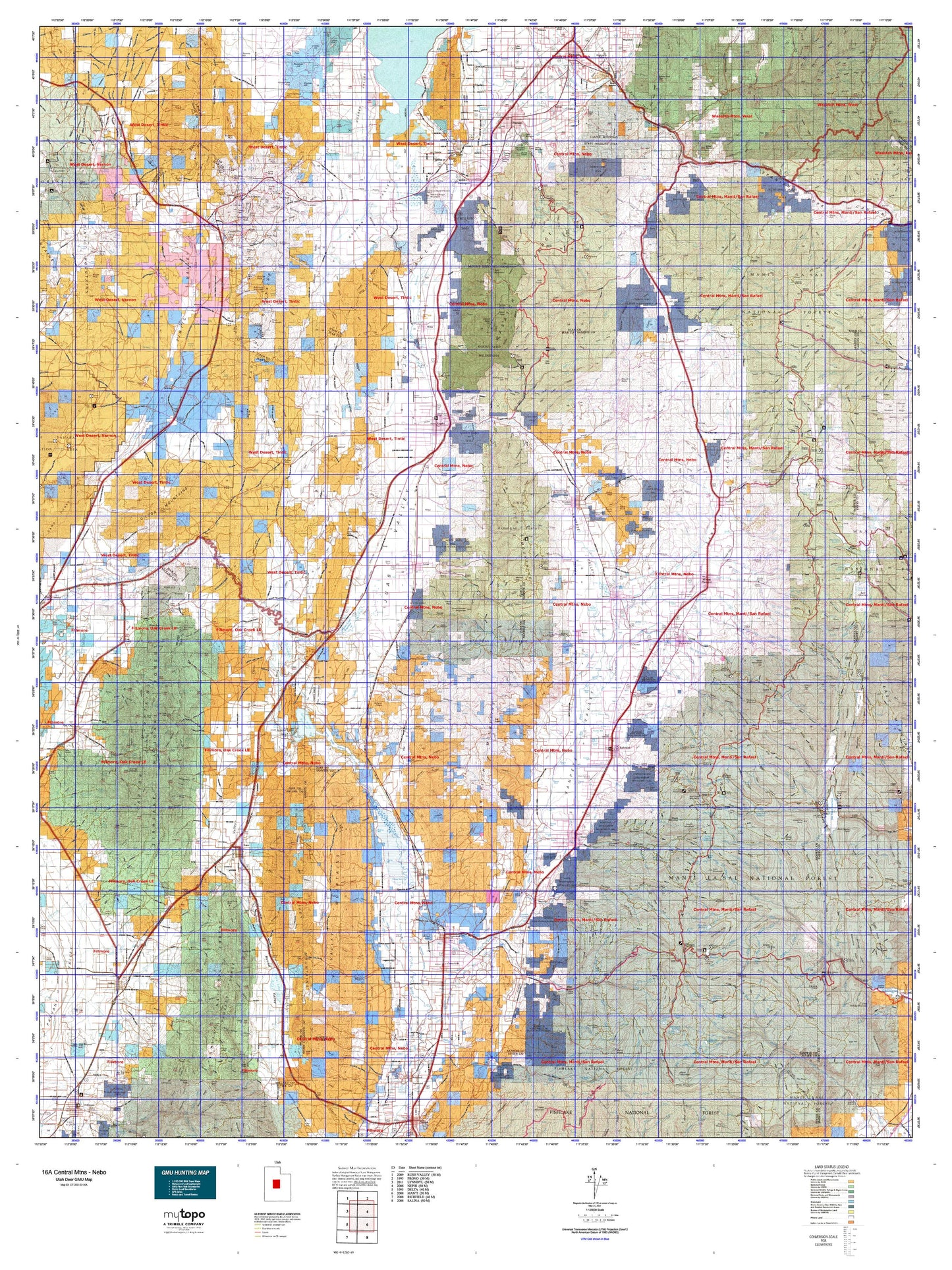 Utah Deer GMU 16A Central Mtns - Nebo Map Image