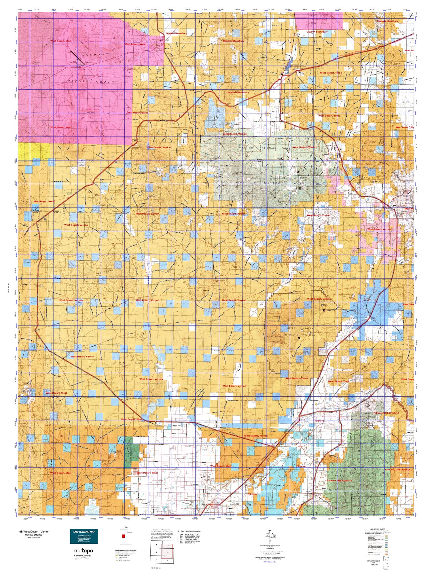 Utah Deer GMU 19B West Desert - Vernon Map Image