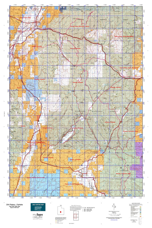 Utah Deer GMU 25A Plateau - Fishlake Map Image