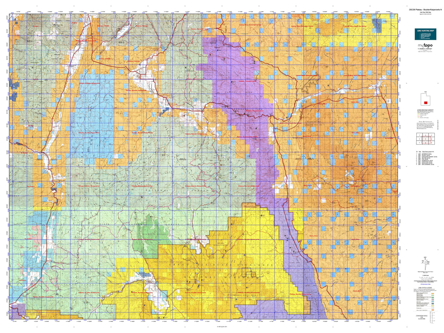 Utah Deer GMU 25C/26 Plateau - Boulder/Kaiparowits N Map Image