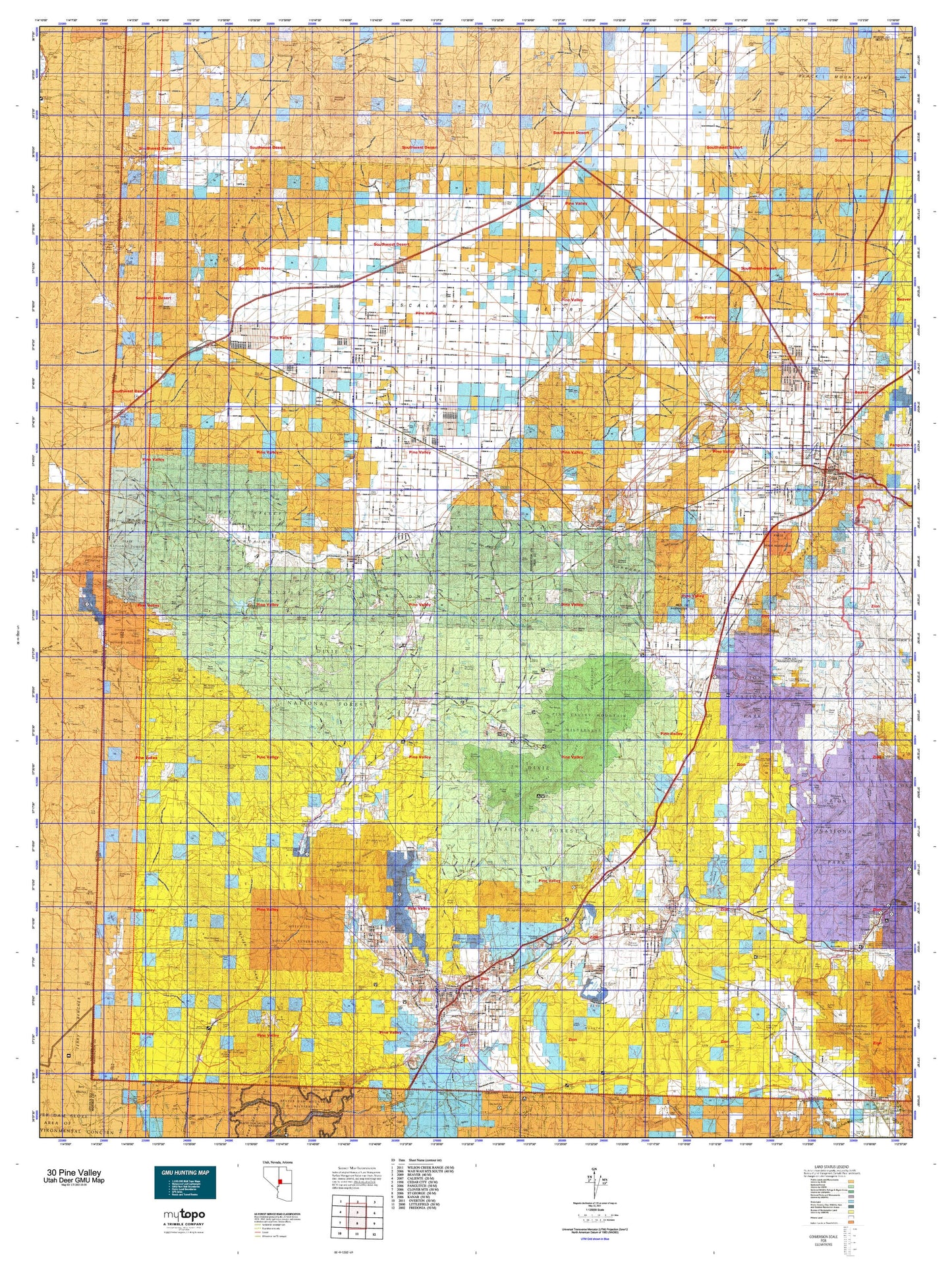 Utah Deer GMU 30 Pine Valley Map Image