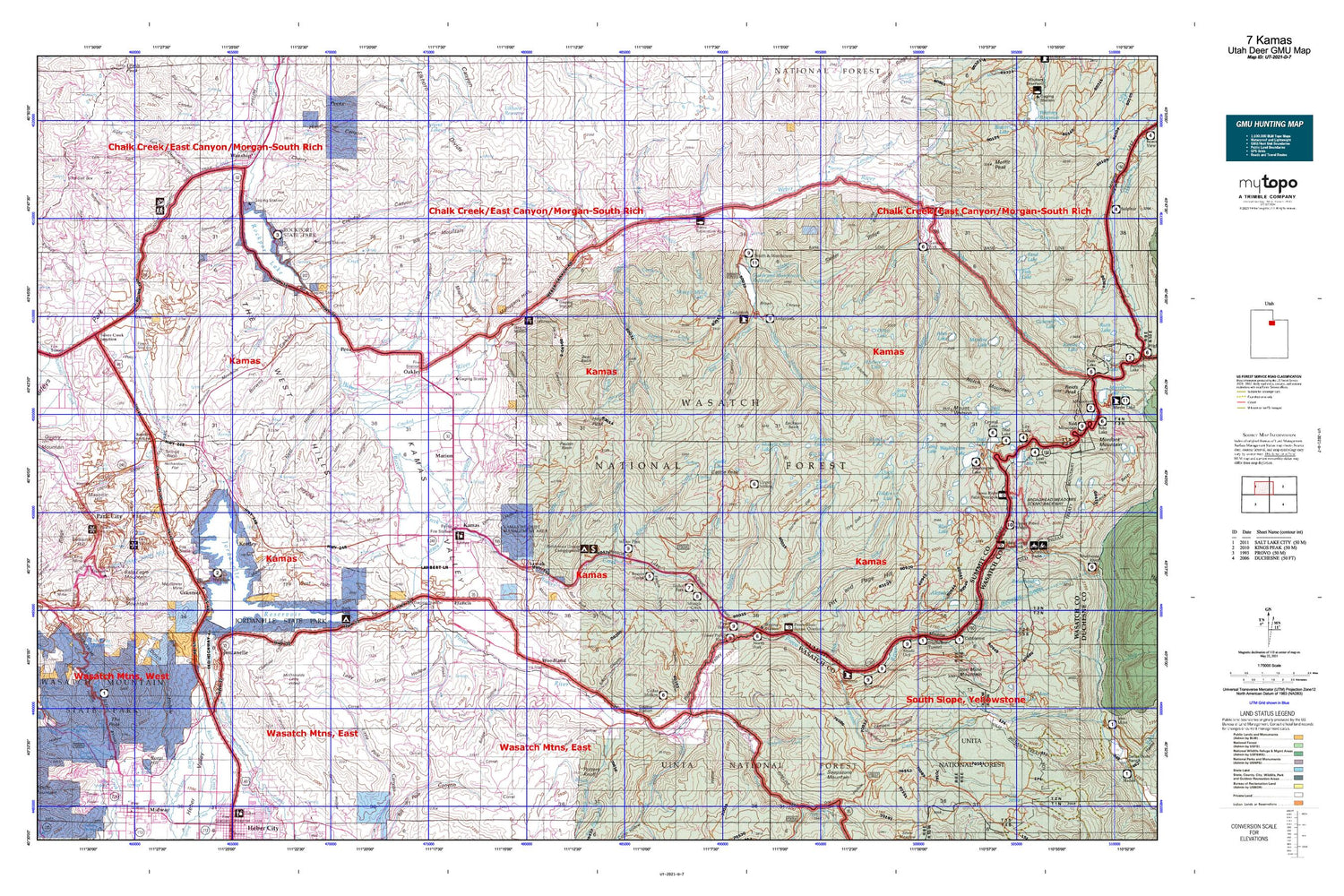 Utah Deer GMU 7 Kamas Map Image