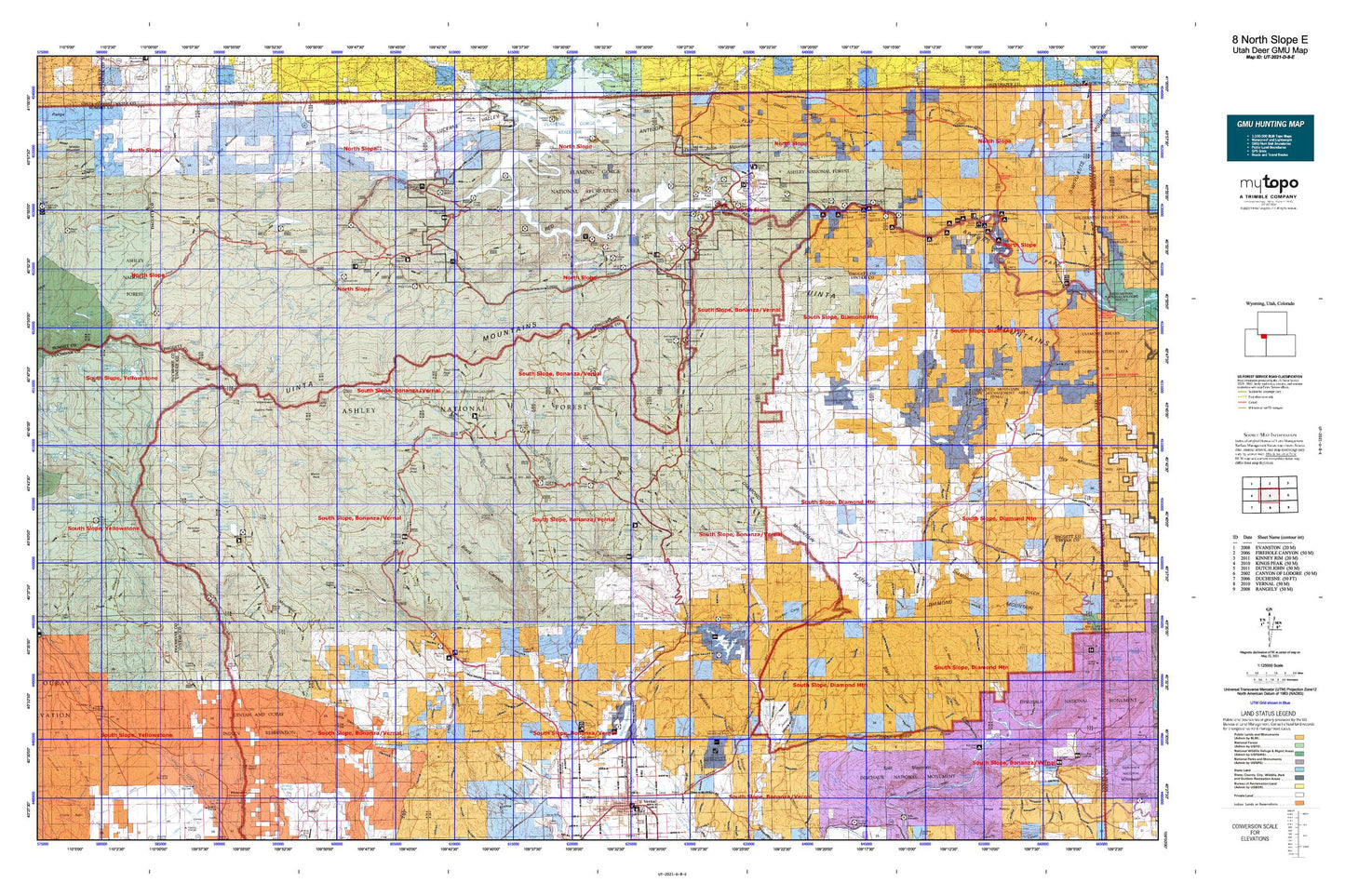 Utah Deer GMU 8 North Slope E Map Image