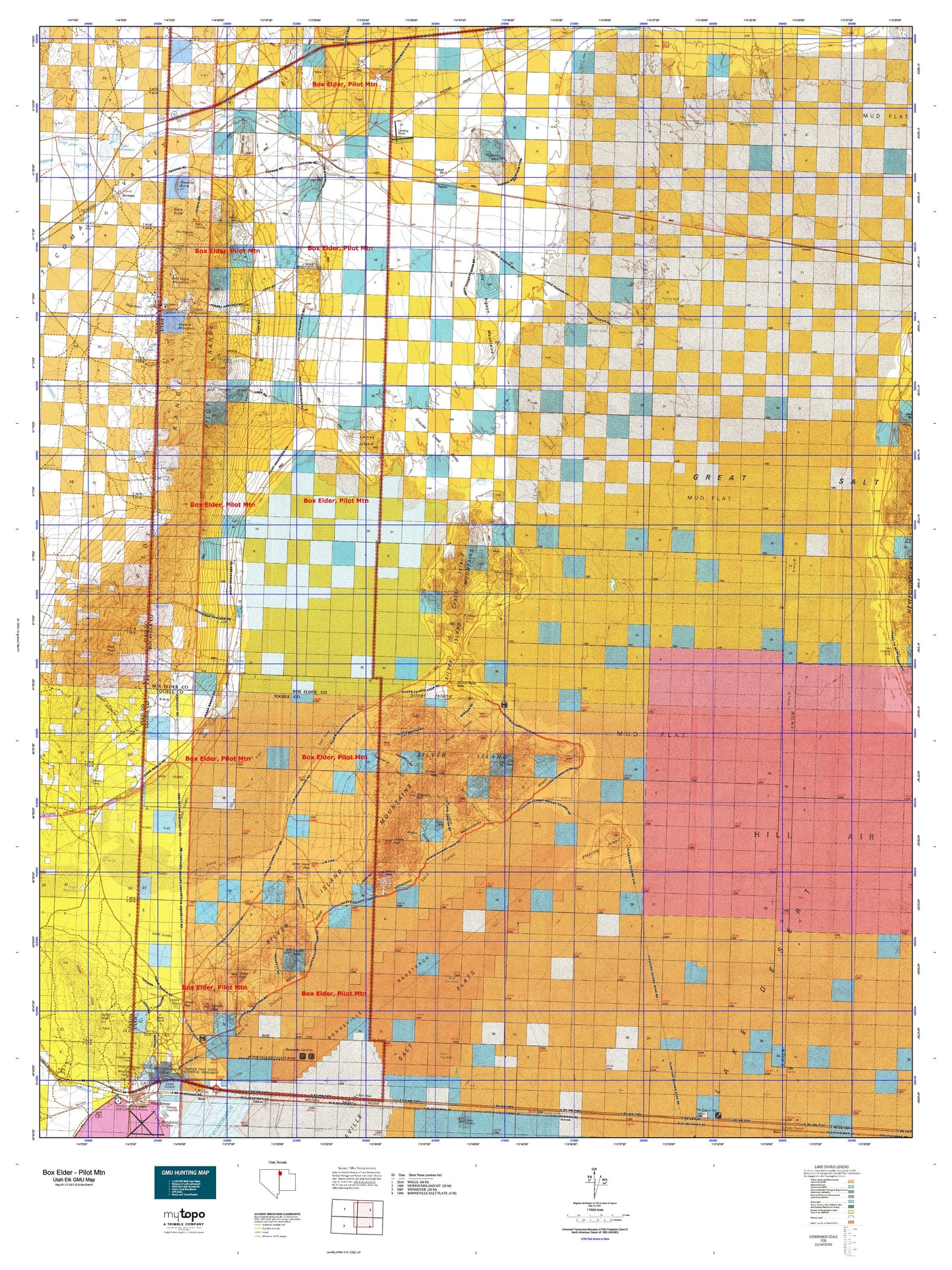 Utah Elk GMU Box Elder - Pilot Mtn Map Image