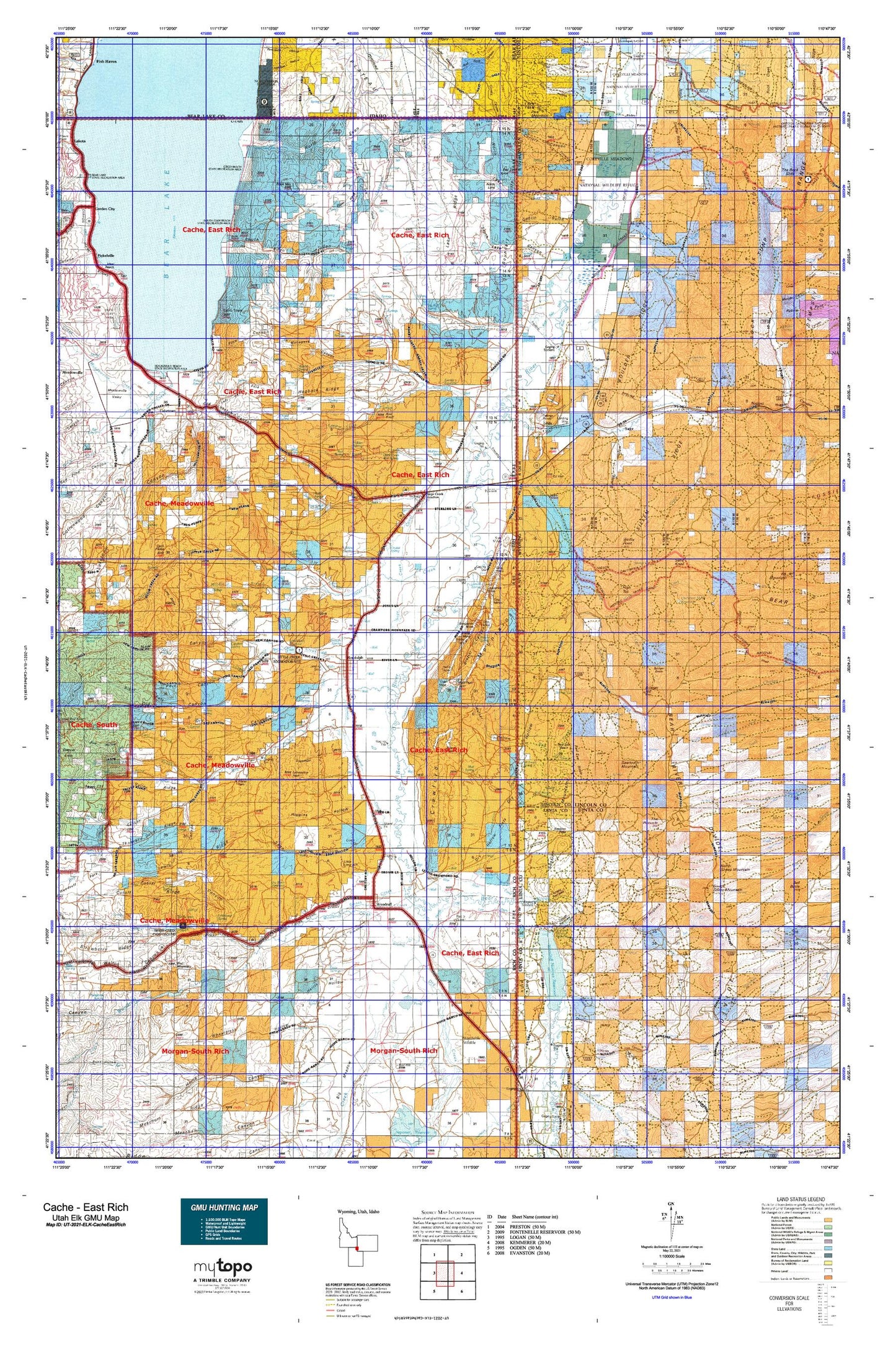 Utah Elk GMU Cache - East Rich Map Image