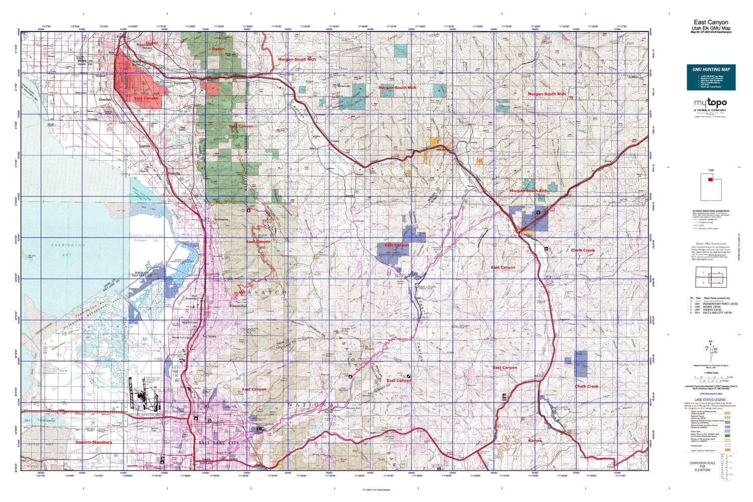 Utah Elk GMU East Canyon Map Image