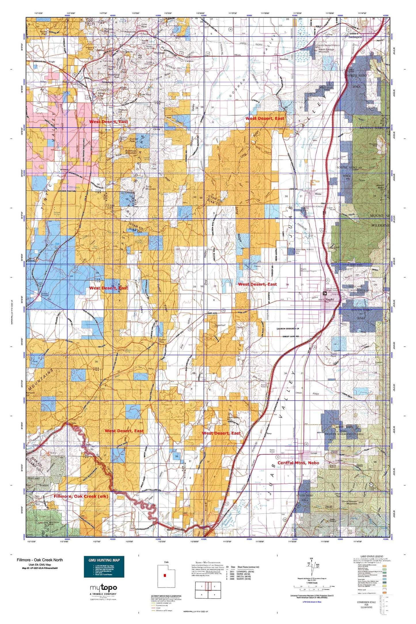 Utah Elk GMU Fillmore - Oak Creek North Map Image