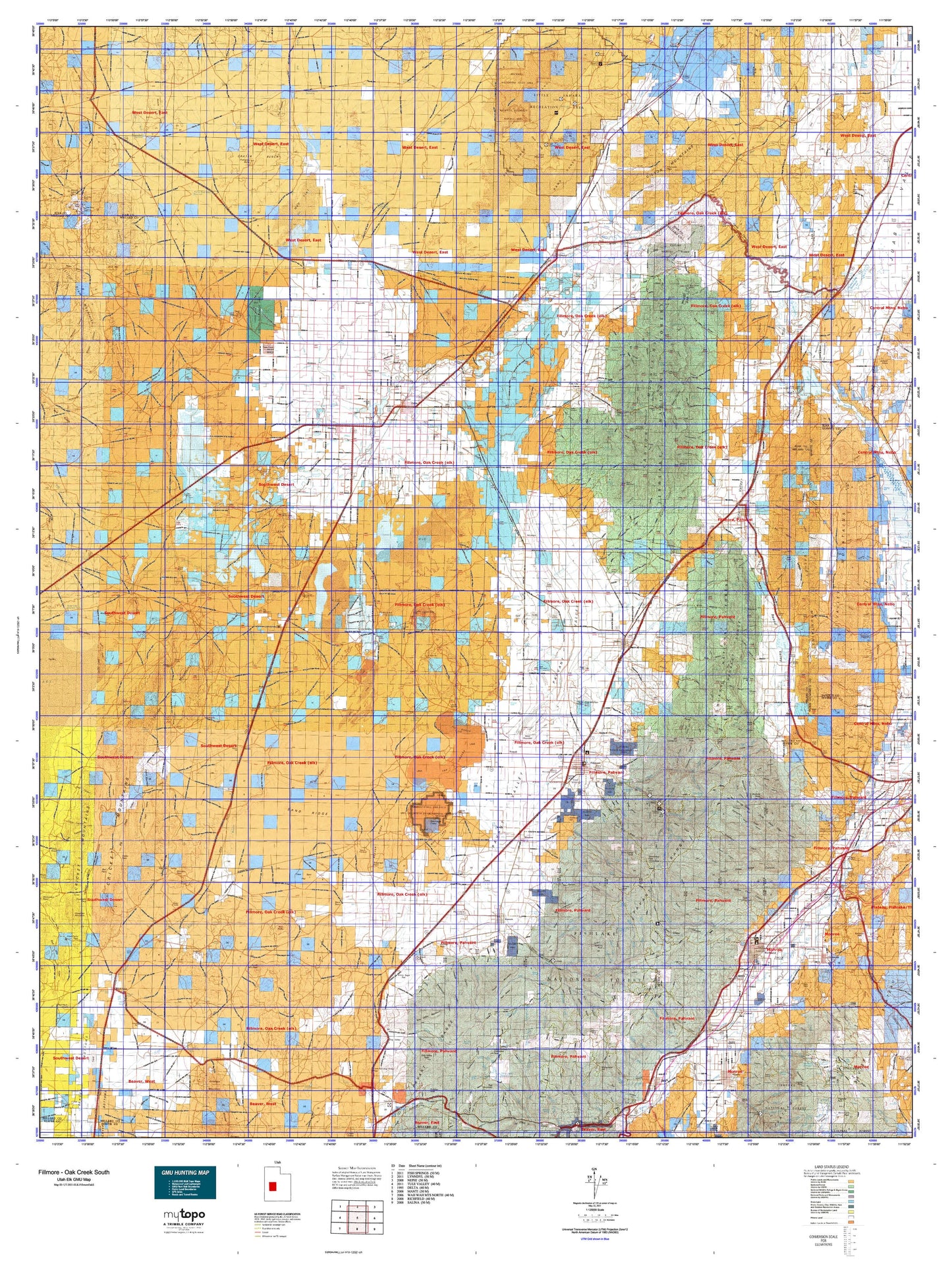 Utah Elk GMU Fillmore - Oak Creek South Map Image