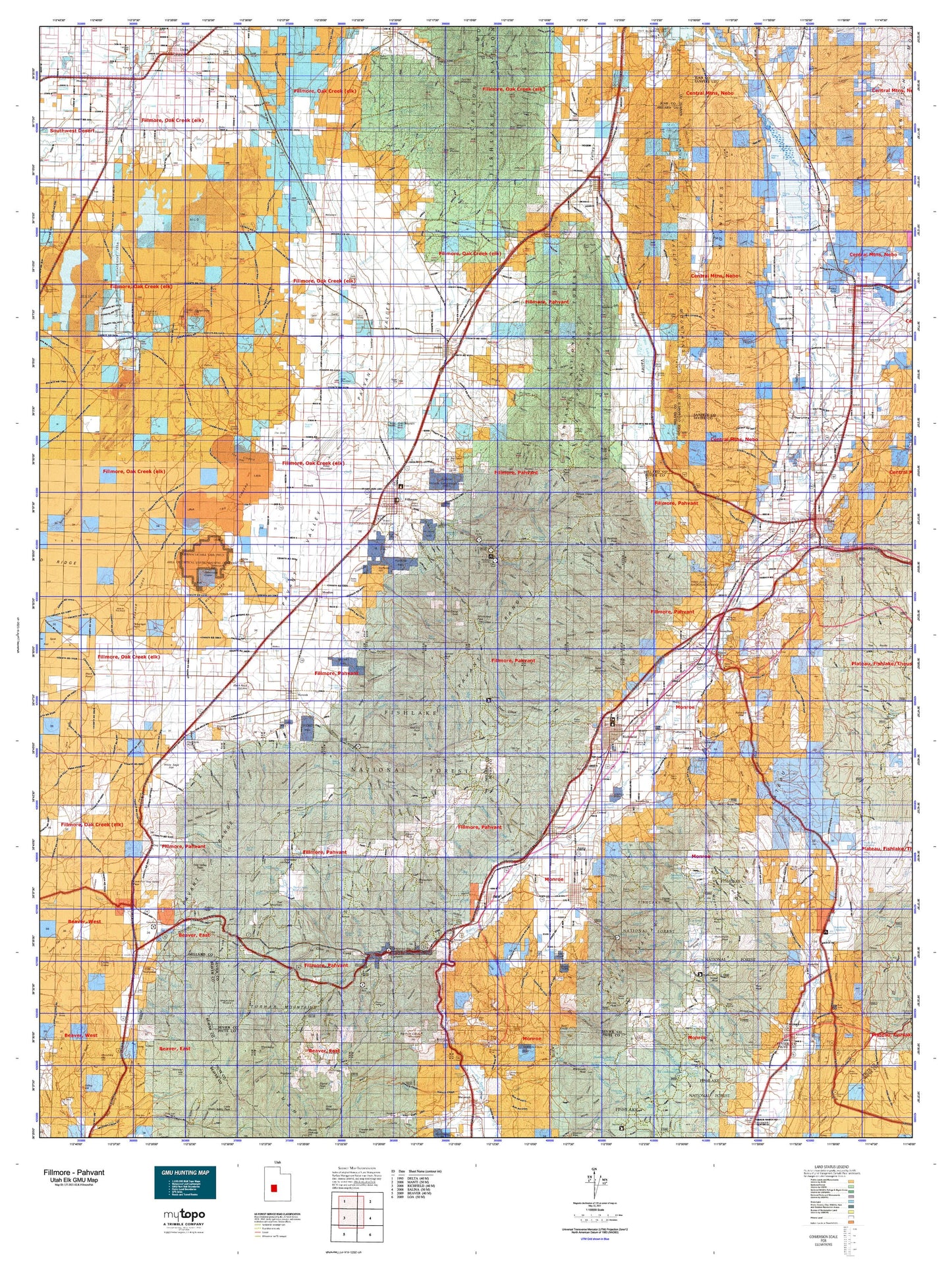 Utah Elk GMU Fillmore - Pahvant Map Image