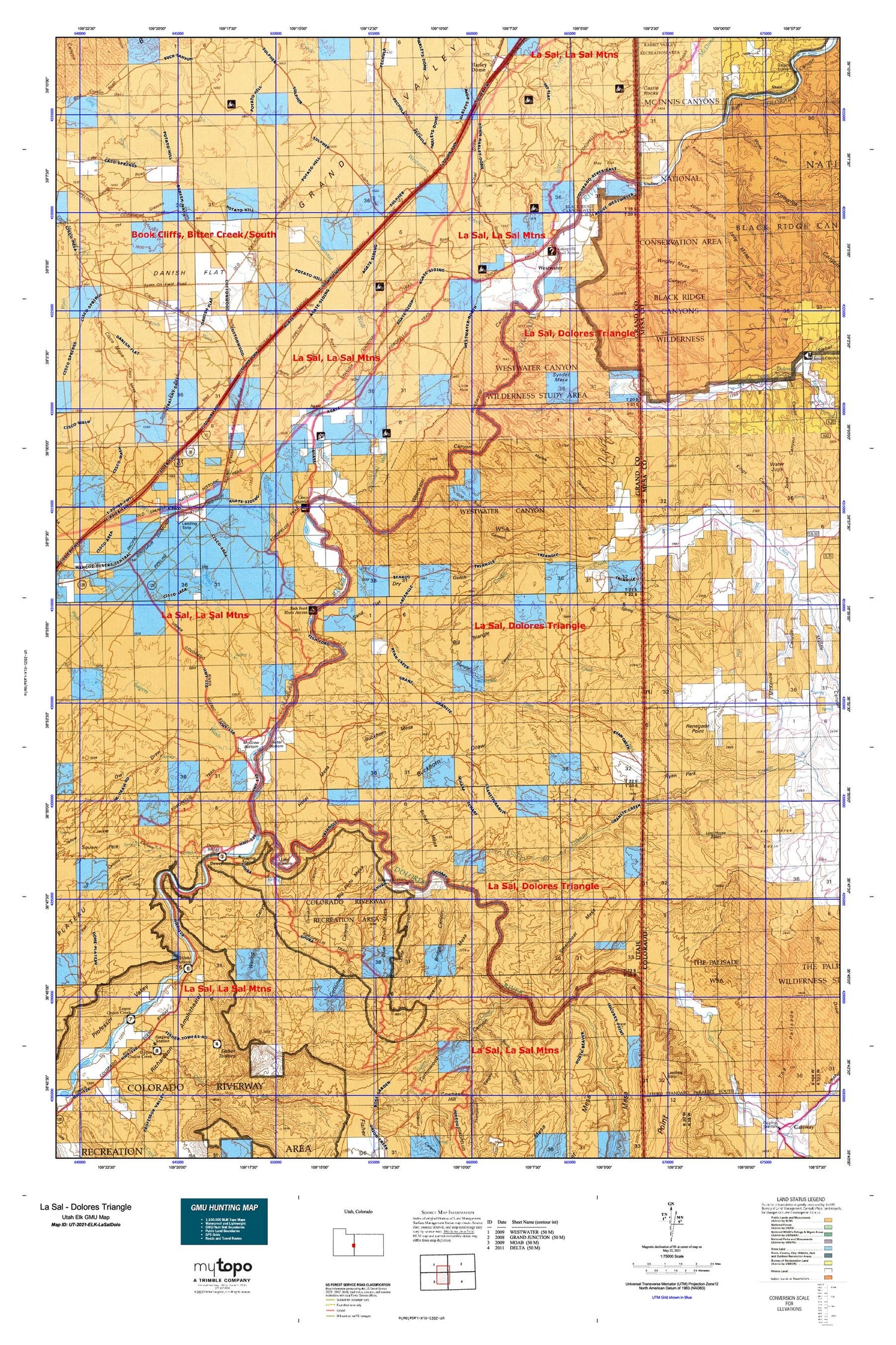 Utah Elk GMU La Sal - Dolores Triangle Map Image