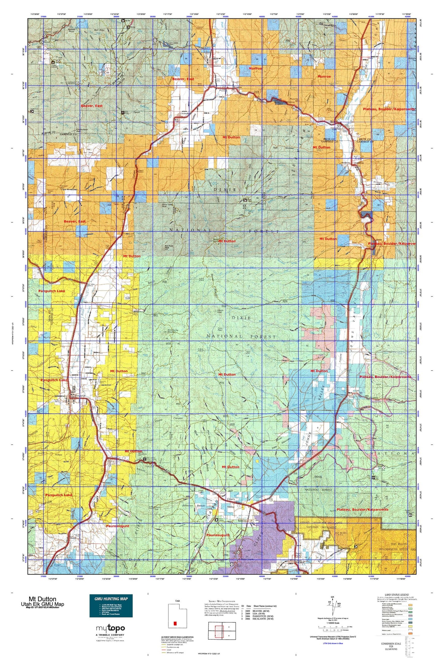 Utah Elk GMU Mt Dutton Map Image