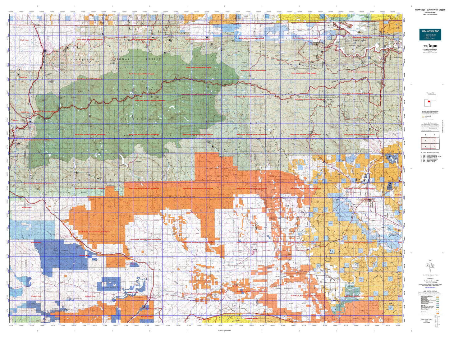 Utah Elk GMU North Slope - Summit/West Daggett Map Image