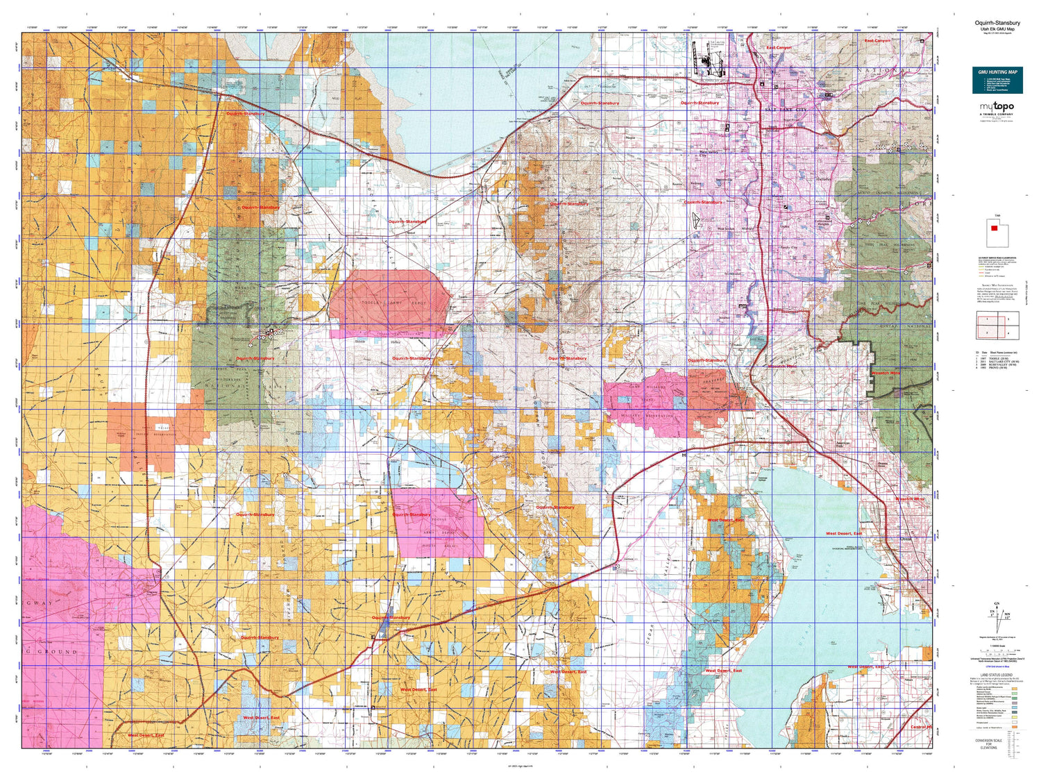 Utah Elk GMU Oquirrh-Stansbury Map Image