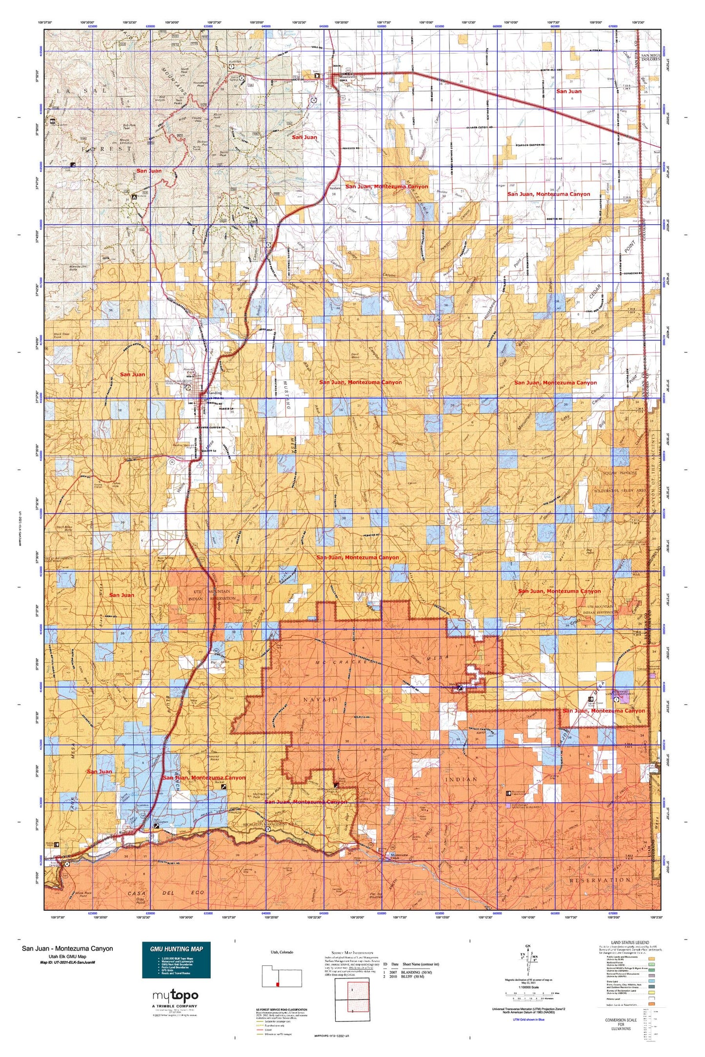 Utah Elk GMU San Juan - Montezuma Canyon Map Image