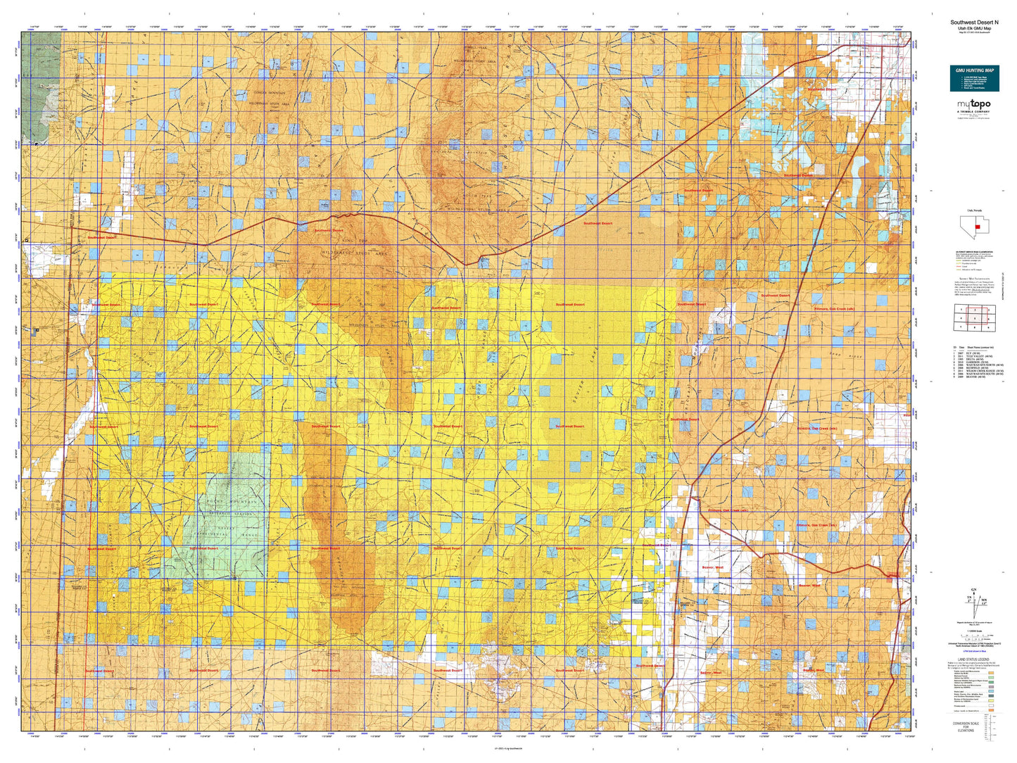 Utah Elk GMU Southwest Desert N Map Image