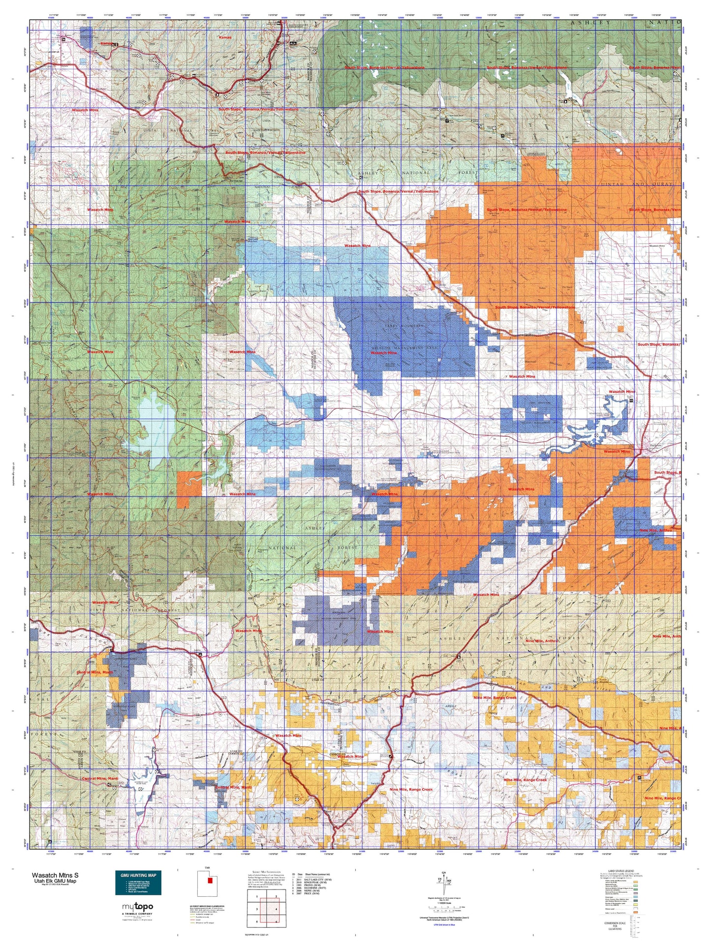 Utah Elk GMU Wasatch Mtns S Map Image