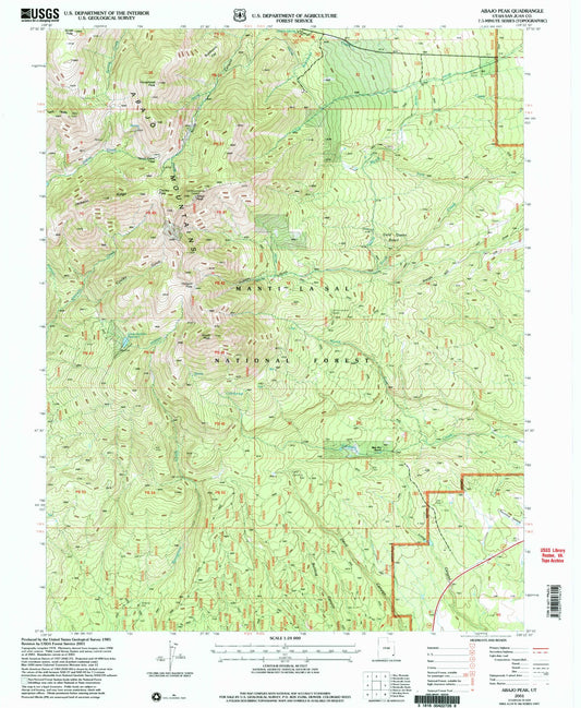 Classic USGS Abajo Peak Utah 7.5'x7.5' Topo Map Image