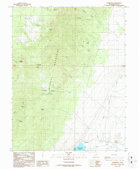 Classic USGS Adamsville Utah 7.5'x7.5' Topo Map Image