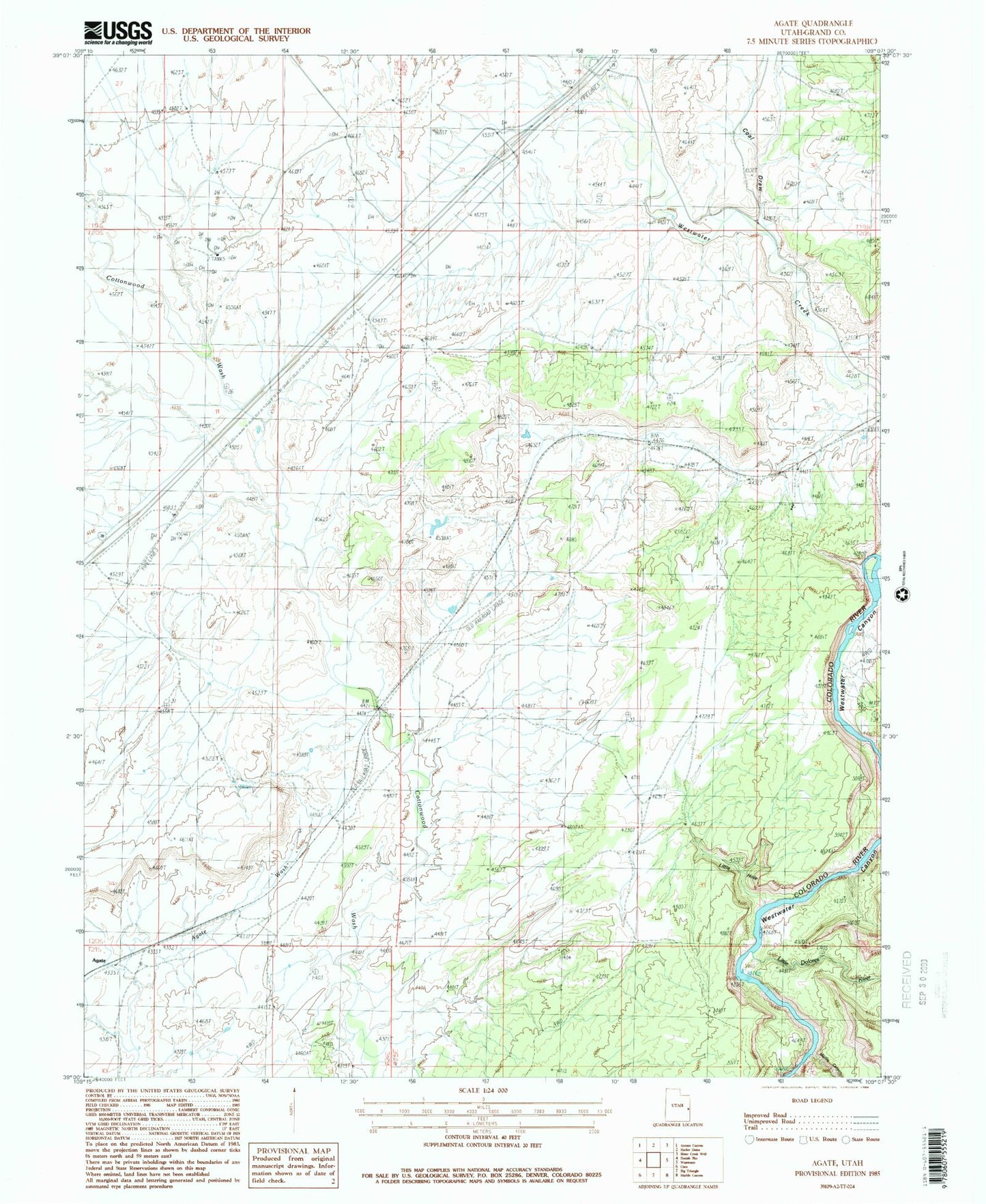 Classic USGS Agate Utah 7.5'x7.5' Topo Map Image