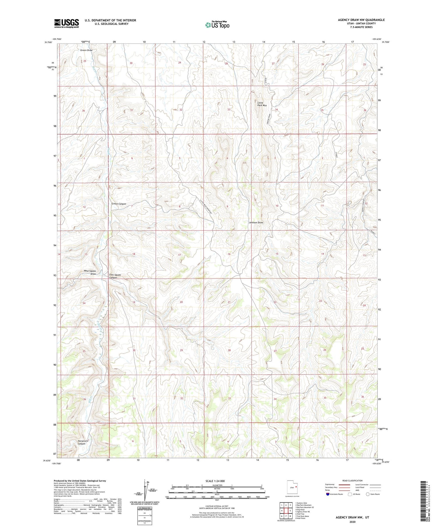 Agency Draw NW Utah US Topo Map Image