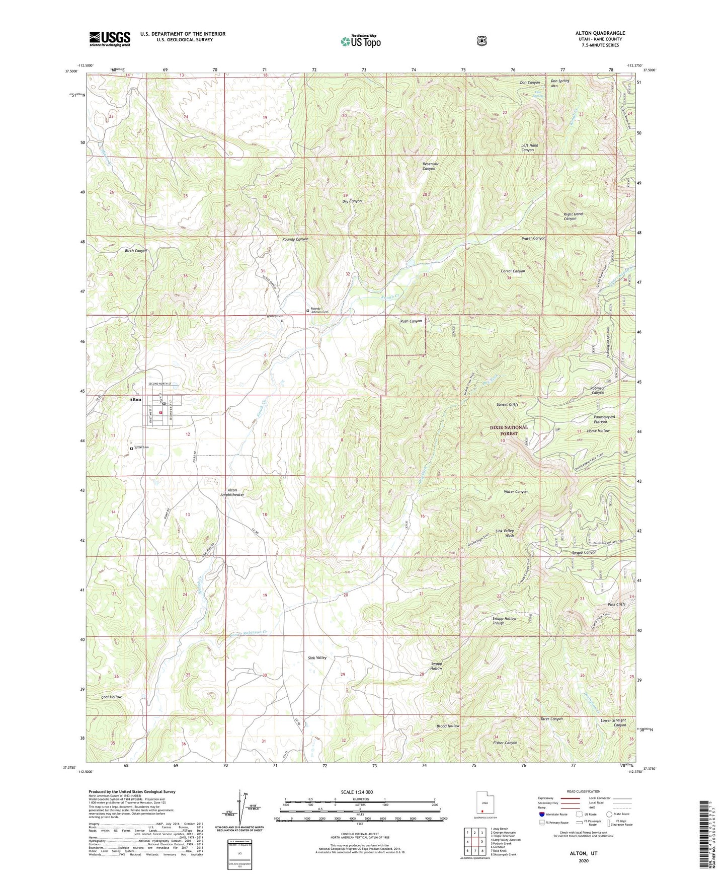 Alton Utah US Topo Map Image