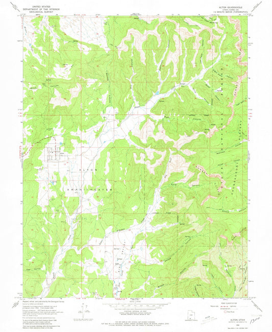 Classic USGS Alton Utah 7.5'x7.5' Topo Map Image