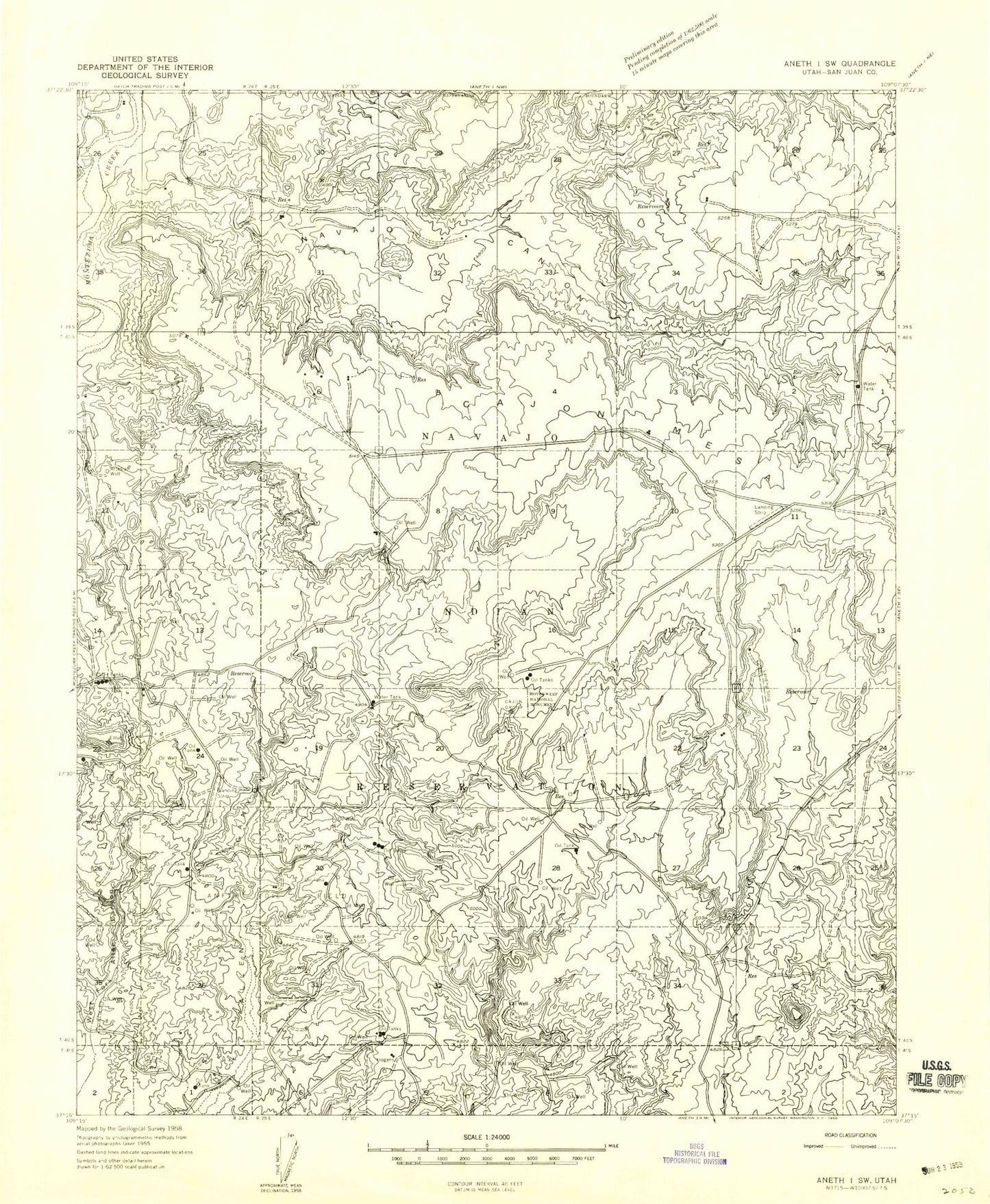Classic USGS Navajo Canyon Utah 7.5'x7.5' Topo Map Image