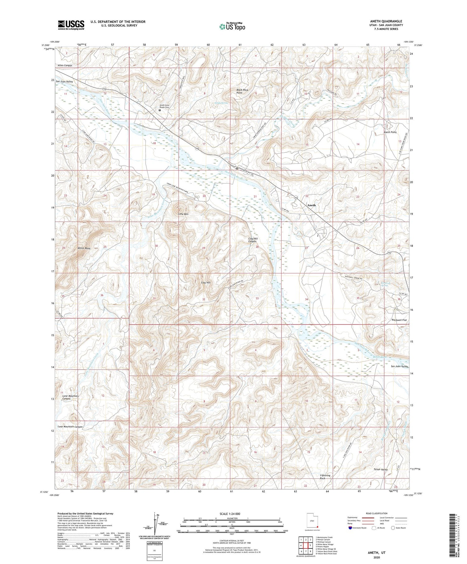 Aneth Utah US Topo Map Image