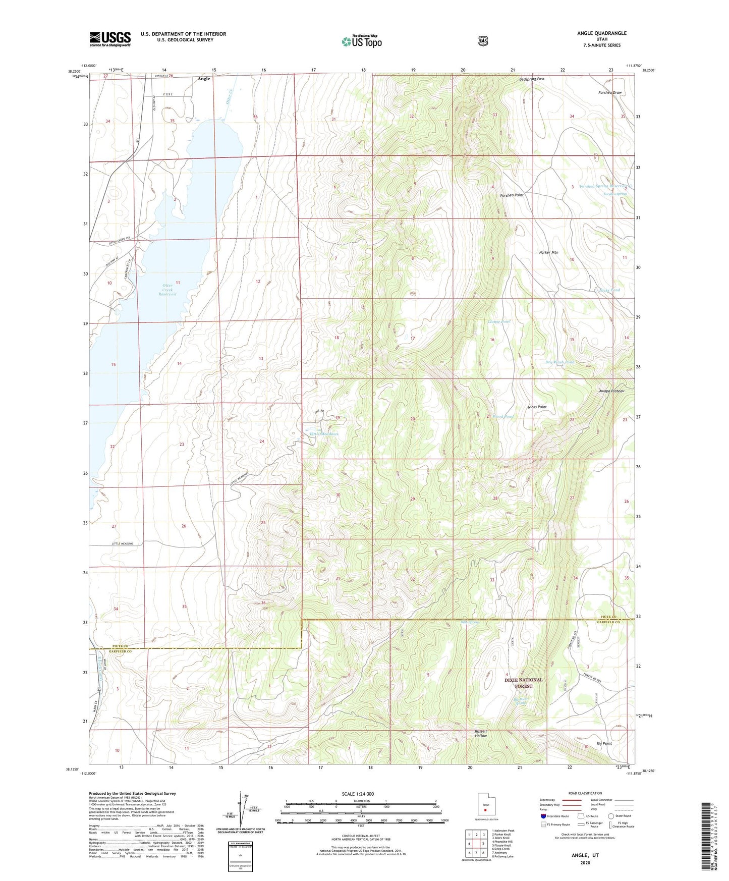Angle Utah US Topo Map Image