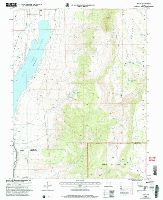 Classic USGS Angle Utah 7.5'x7.5' Topo Map Image