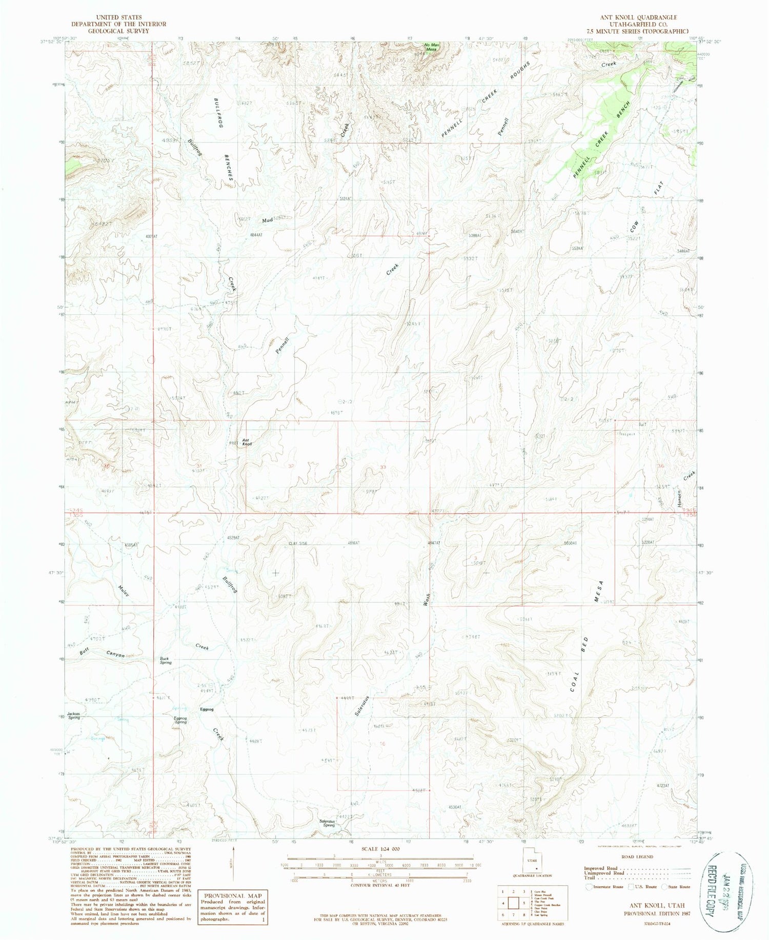 Classic USGS Ant Knoll Utah 7.5'x7.5' Topo Map Image