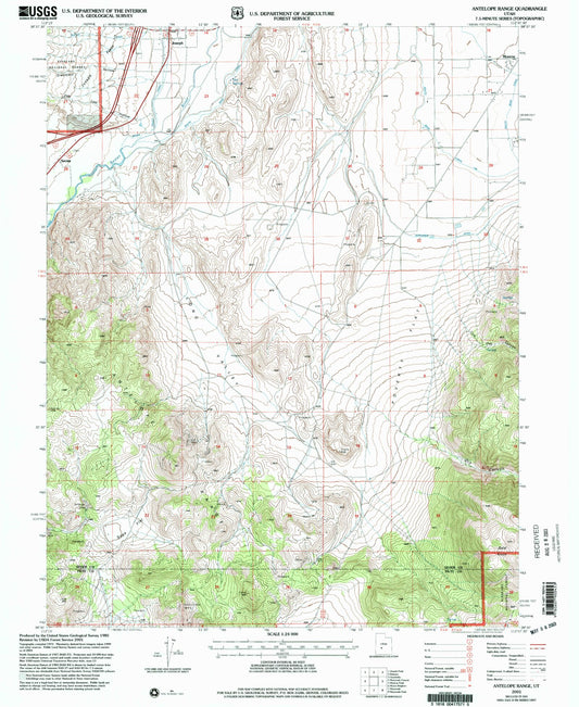 Classic USGS Antelope Range Utah 7.5'x7.5' Topo Map Image