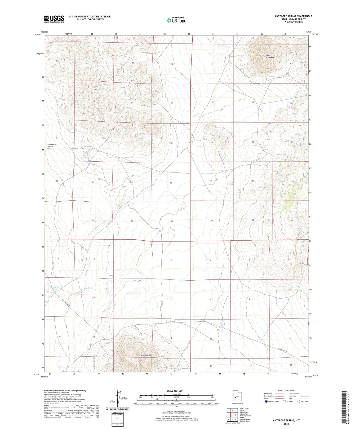 Antelope Spring Utah US Topo Map Image