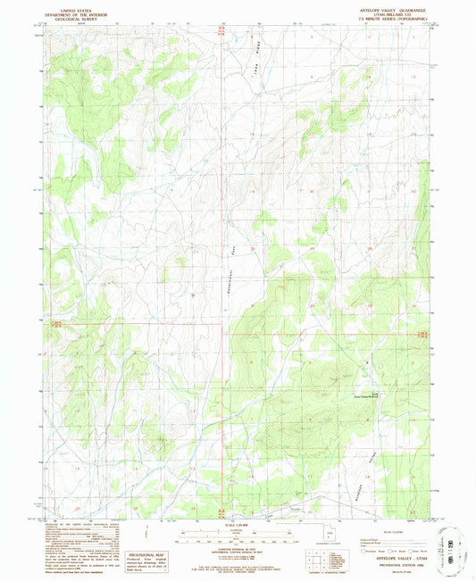 Classic USGS Antelope Valley Utah 7.5'x7.5' Topo Map Image