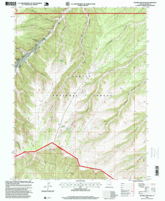 Classic USGS Anthro Mountain Utah 7.5'x7.5' Topo Map Image