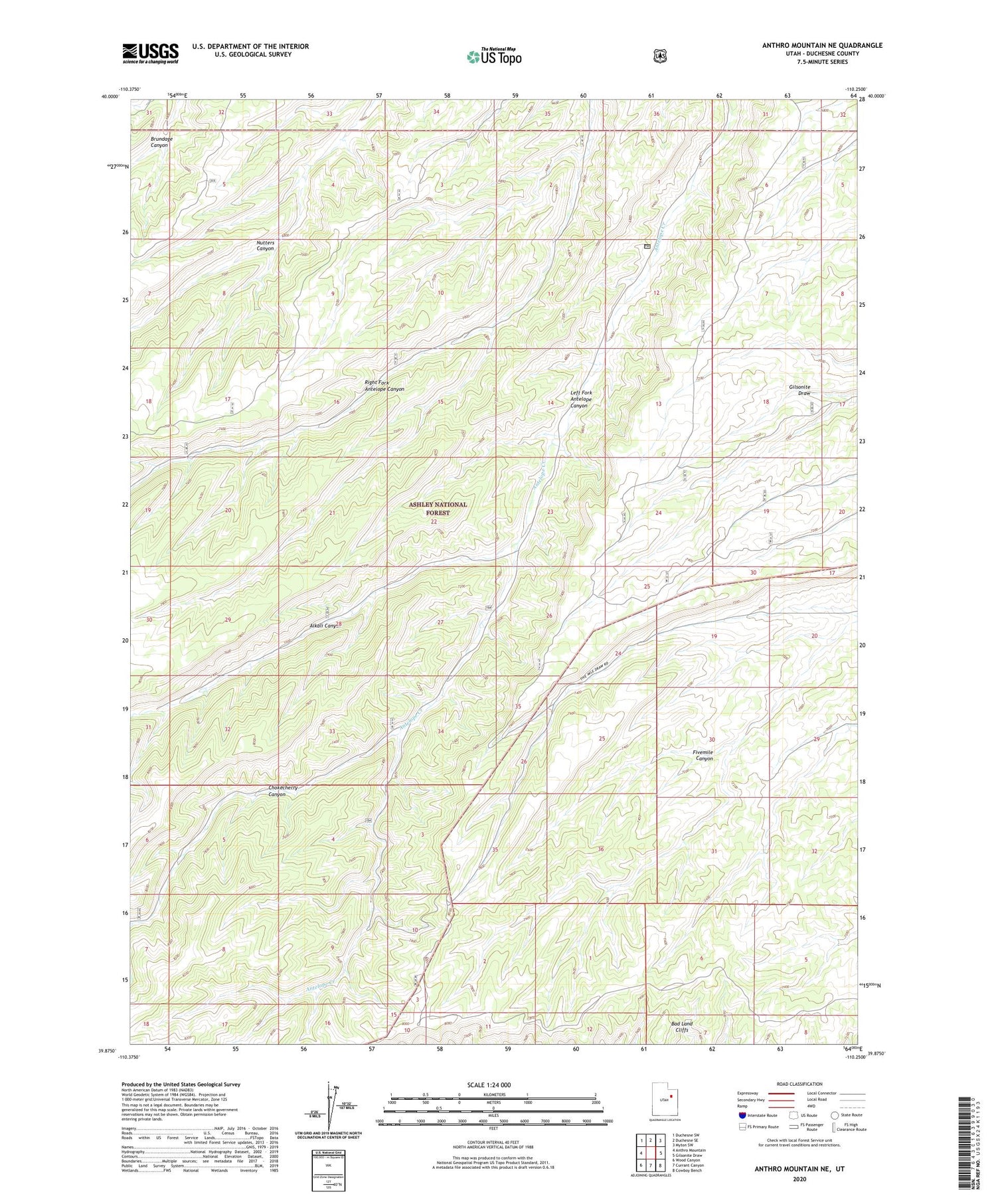 Anthro Mountain NE Utah US Topo Map Image