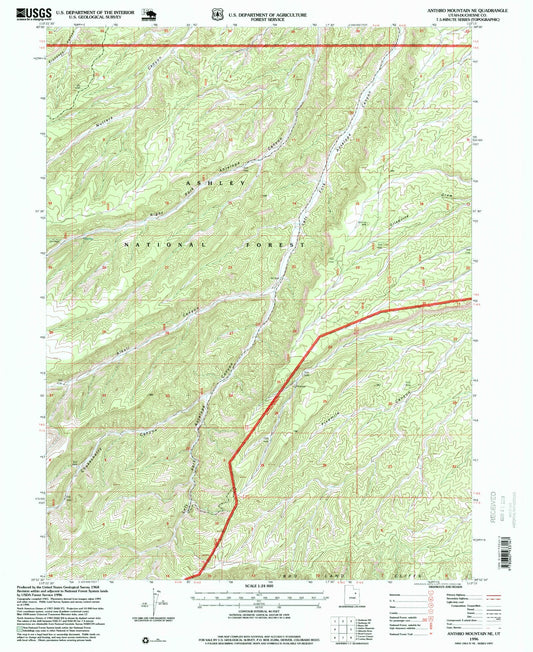 Classic USGS Anthro Mountain NE Utah 7.5'x7.5' Topo Map Image