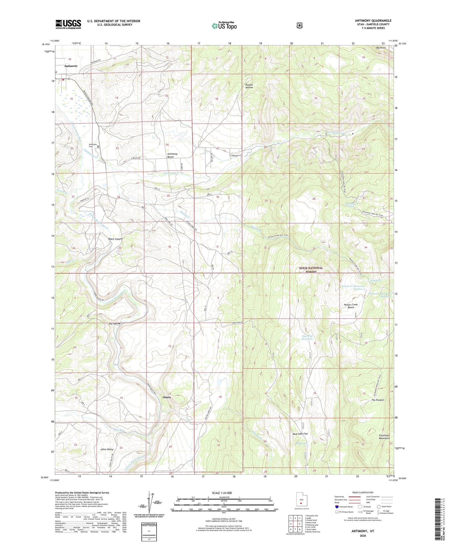 Antimony Utah US Topo Map Image