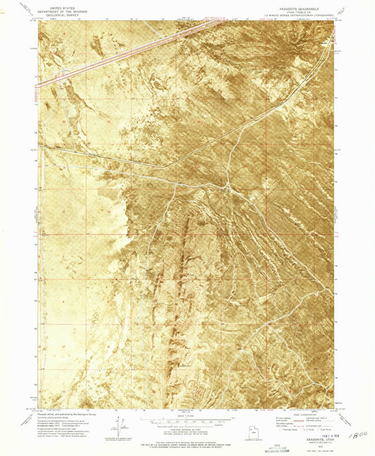 Classic USGS Aragonite Utah 7.5'x7.5' Topo Map Image