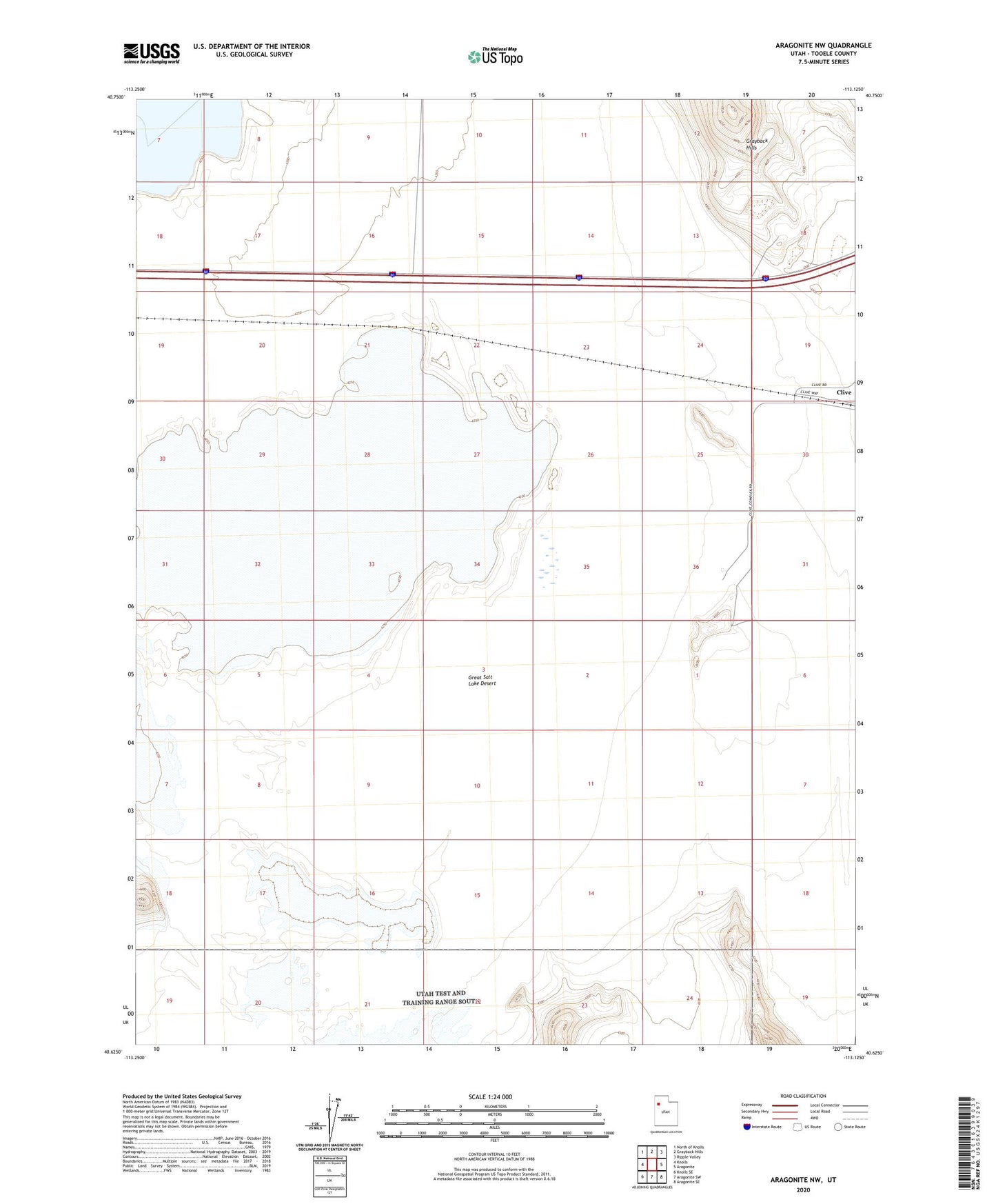 Aragonite NW Utah US Topo Map Image