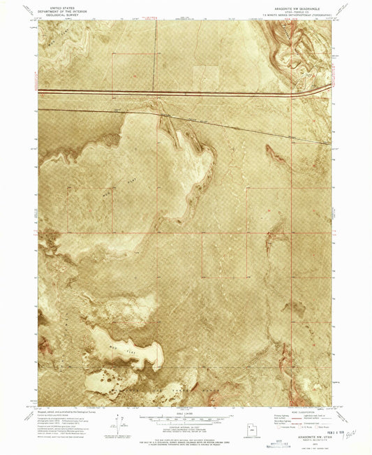 Classic USGS Aragonite NW Utah 7.5'x7.5' Topo Map Image