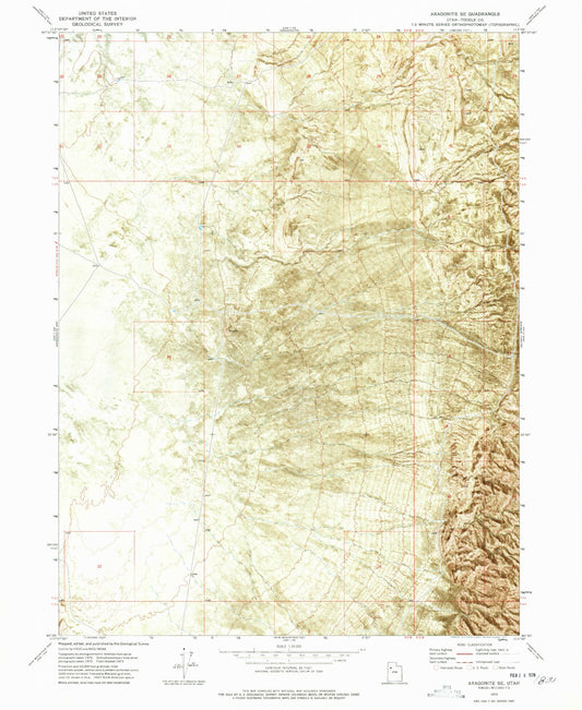 Classic USGS Aragonite SE Utah 7.5'x7.5' Topo Map Image