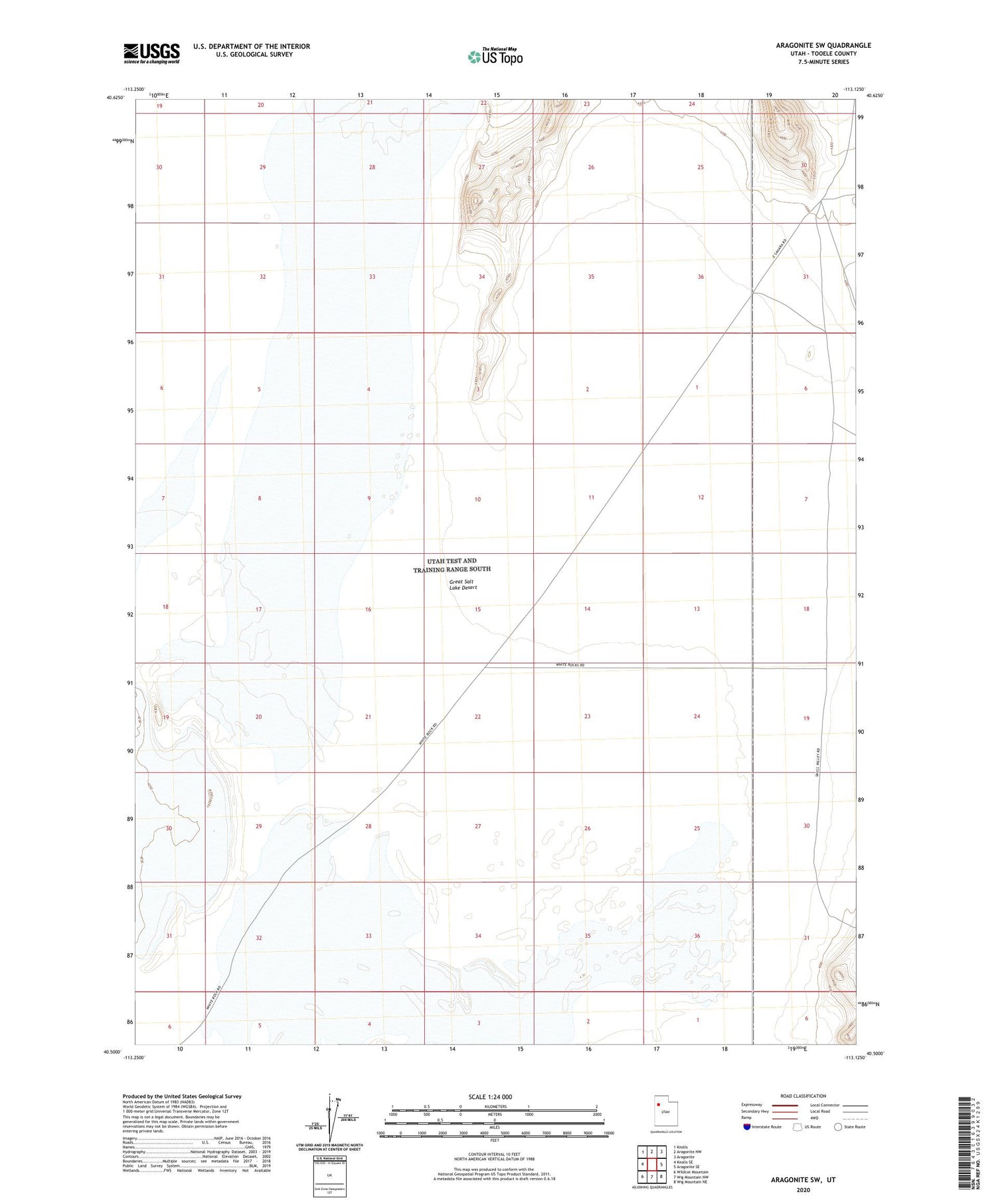 Aragonite SW Utah US Topo Map Image
