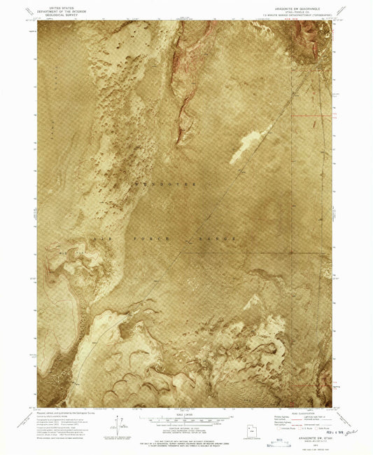 Classic USGS Aragonite SW Utah 7.5'x7.5' Topo Map Image