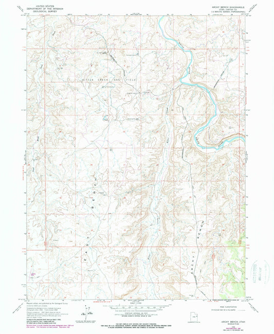 Classic USGS Archy Bench Utah 7.5'x7.5' Topo Map Image