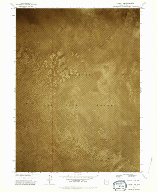 Classic USGS Arinosa SW Utah 7.5'x7.5' Topo Map Image