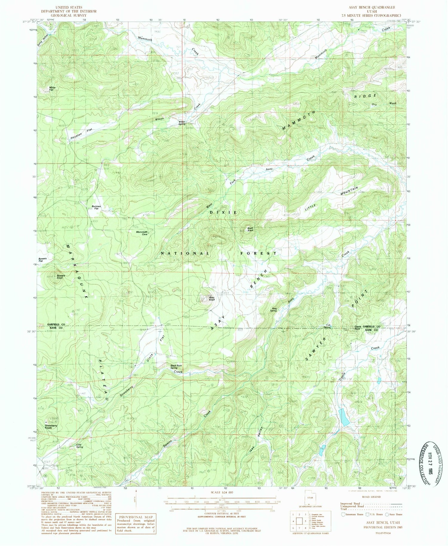 Classic USGS Asay Bench Utah 7.5'x7.5' Topo Map Image