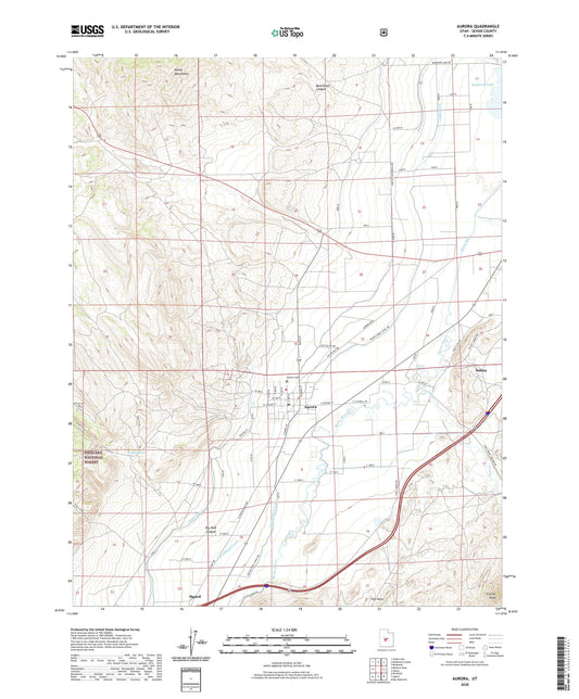 Aurora Utah US Topo Map Image