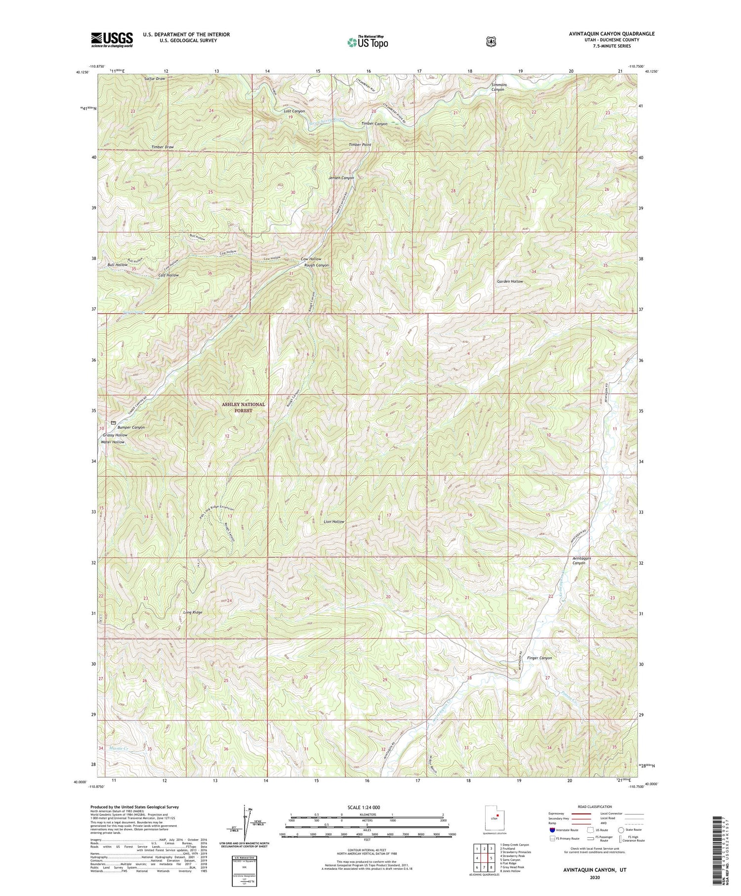 Avintaquin Canyon Utah US Topo Map Image