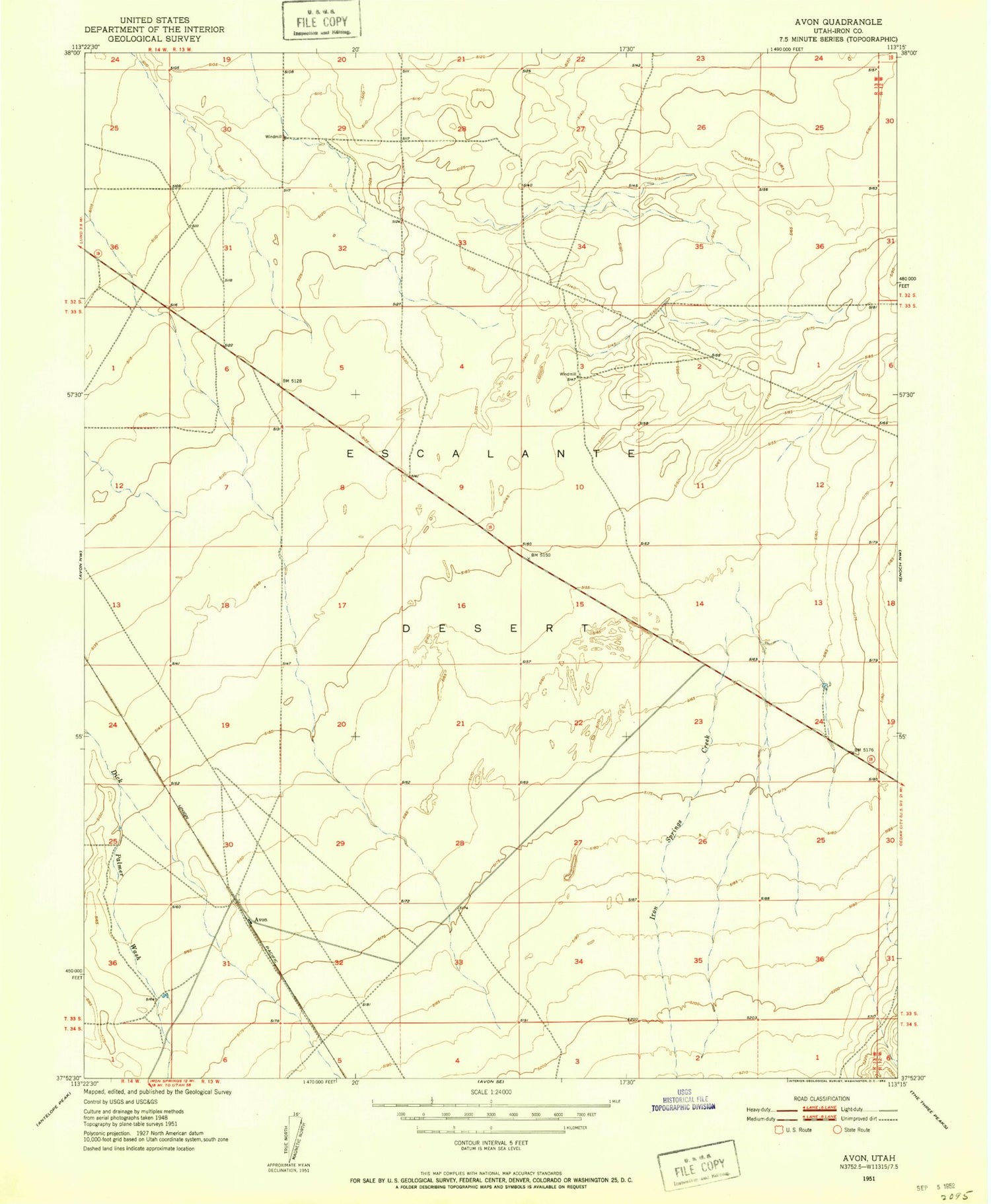 Classic USGS Avon Utah 7.5'x7.5' Topo Map Image